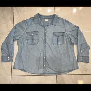 3X denim button up shirt